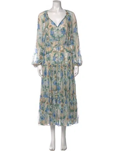 Pre-owned Zimmermann Floral Print Long Dress In Multi