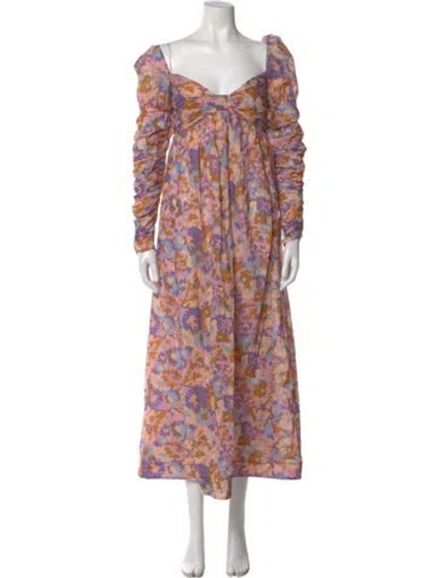 Pre-owned Zimmermann Floral Print Long Dress In Multi