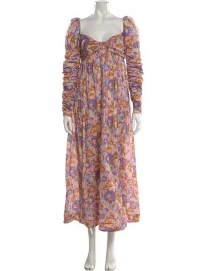 Pre-owned Zimmermann Floral Print Long Dress In Multi