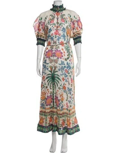 Pre-owned Zimmermann Floral Print Long Dress In Multi