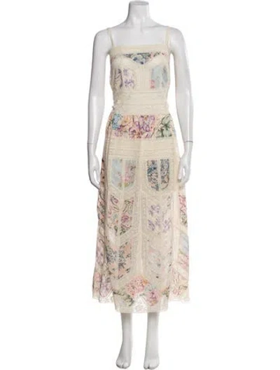 Pre-owned Zimmermann Floral Print Long Dress In Multi
