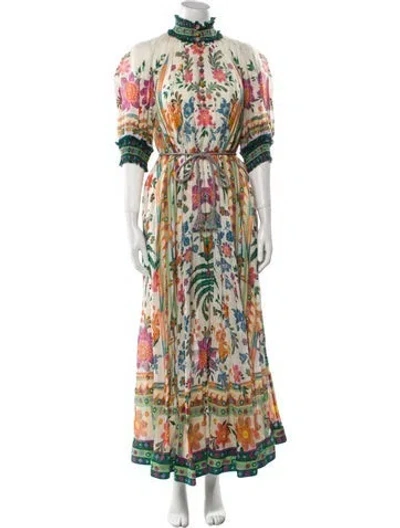 Pre-owned Zimmermann Floral Print Long Dress In Neutral
