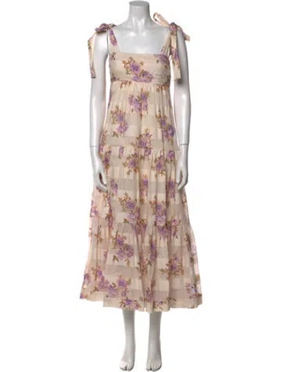 Pre-owned Zimmermann Floral Print Long Dress In Neutral