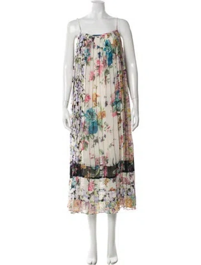 Pre-owned Zimmermann Floral Print Long Dress In Neutral