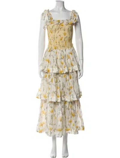 Pre-owned Zimmermann Floral Print Long Dress In Neutral