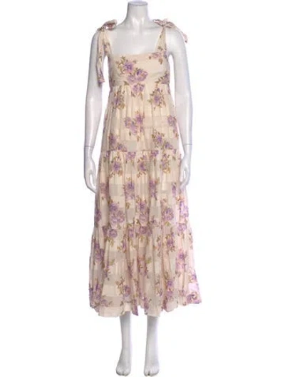 Pre-owned Zimmermann Floral Print Long Dress In Neutral