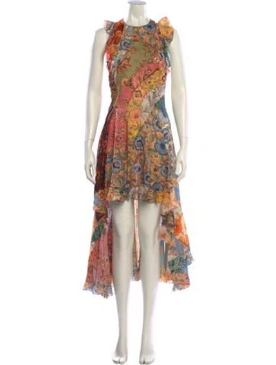 Pre-owned Zimmermann Floral Print Long Dress In Neutral