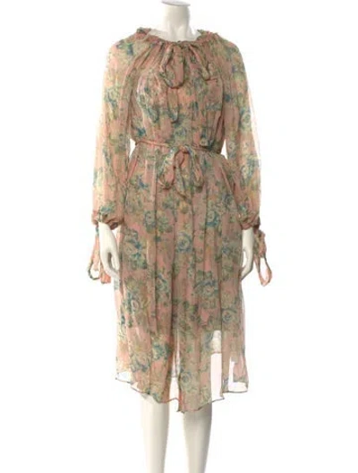 Pre-owned Zimmermann Floral Print Long Dress In Neutral