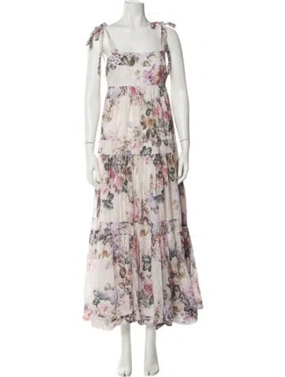 Pre-owned Zimmermann Floral Print Long Dress In Neutral
