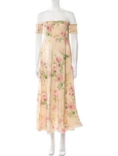 Pre-owned Zimmermann Floral Print Long Dress In Neutral