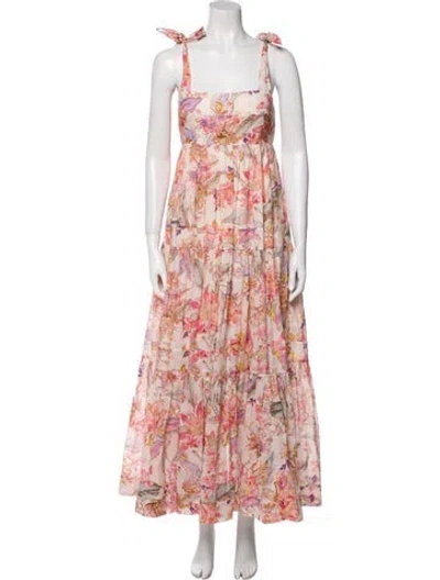 Pre-owned Zimmermann Floral Print Long Dress In Neutral
