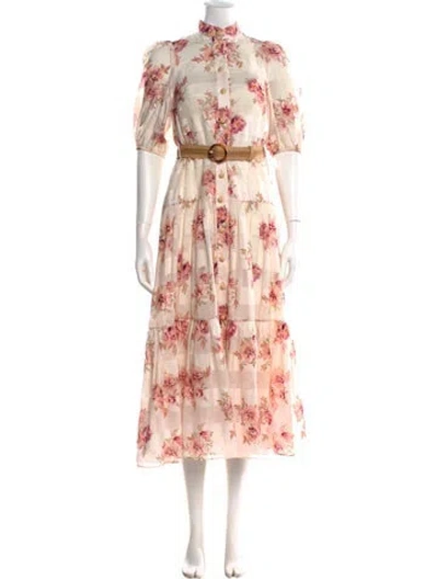 Pre-owned Zimmermann Floral Print Long Dress In Neutral