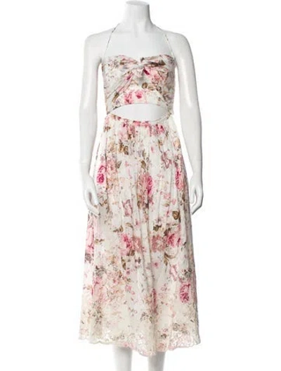 Pre-owned Zimmermann Floral Print Long Dress In Neutral