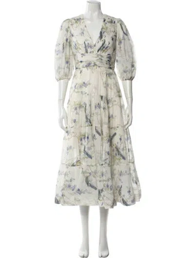 Pre-owned Zimmermann Floral Print Long Dress In Neutral