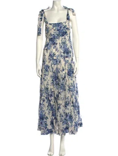 Pre-owned Zimmermann Floral Print Long Dress In Neutral