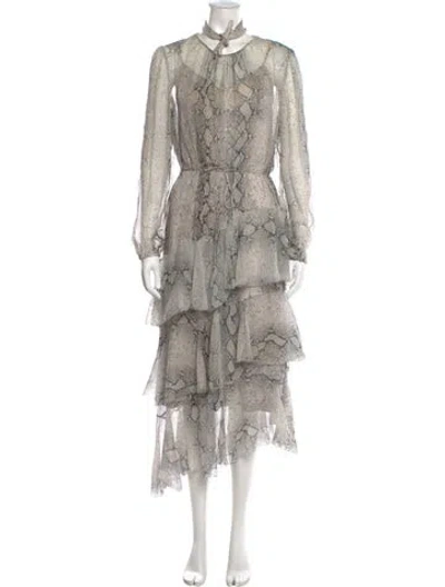Pre-owned Zimmermann Floral Print Long Dress In Neutral
