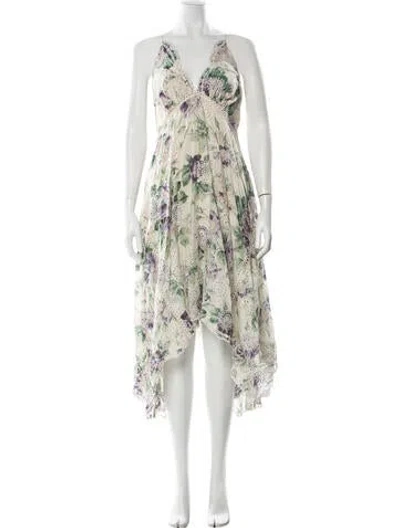 Pre-owned Zimmermann Floral Print Long Dress In Neutral
