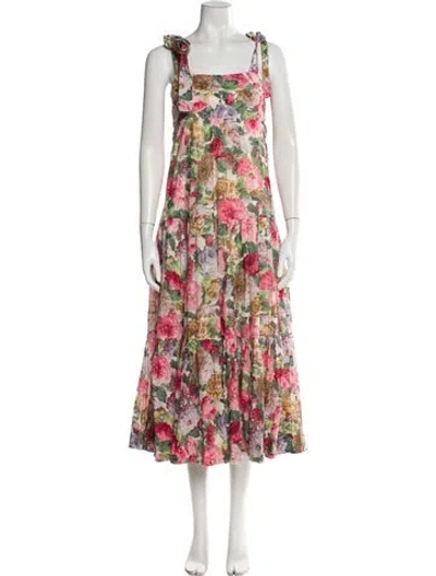 Pre-owned Zimmermann Floral Print Long Dress In Neutral