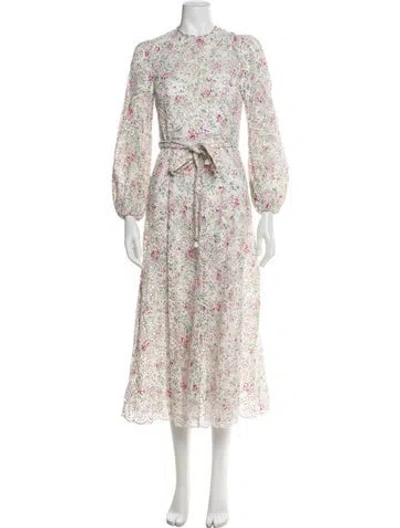 Pre-owned Zimmermann Floral Print Long Dress In Neutral