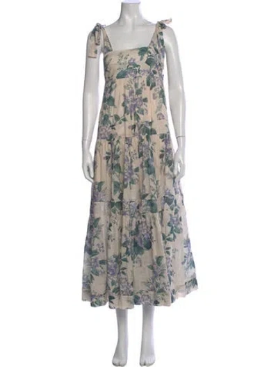Pre-owned Zimmermann Floral Print Long Dress In Neutral