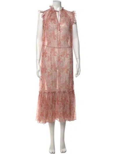 Pre-owned Zimmermann Floral Print Long Dress In Neutral