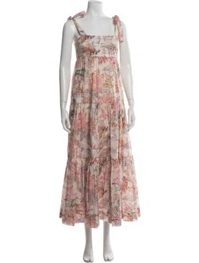Pre-owned Zimmermann Floral Print Long Dress In Neutral