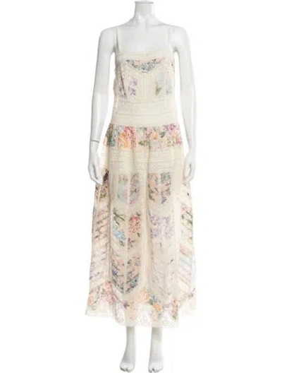 Pre-owned Zimmermann Floral Print Long Dress In Neutral