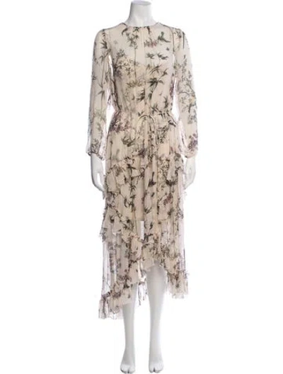Pre-owned Zimmermann Floral Print Long Dress In Neutrals