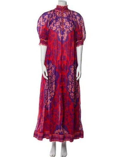 Pre-owned Zimmermann Floral Print Long Dress In Orange