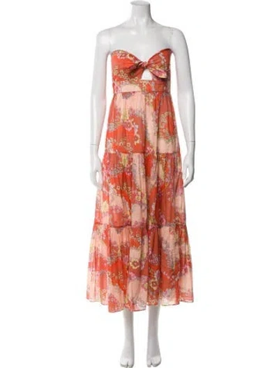 Pre-owned Zimmermann Floral Print Long Dress In Orange