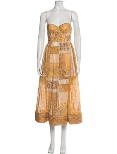 Pre-owned Zimmermann Floral Print Long Dress In Orange