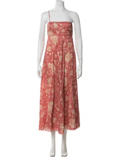 Pre-owned Zimmermann Floral Print Long Dress In Orange