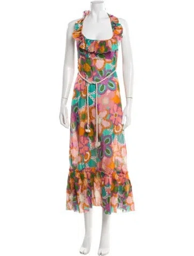 Pre-owned Zimmermann Floral Print Long Dress In Pink