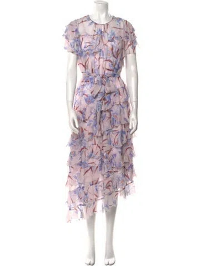 Pre-owned Zimmermann Floral Print Long Dress In Pink