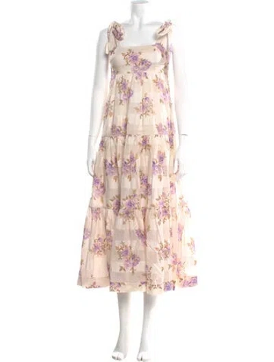 Pre-owned Zimmermann Floral Print Long Dress In Pink