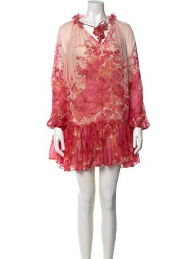 Pre-owned Zimmermann Floral Print Long Dress In Pink