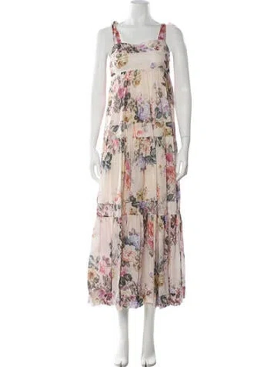 Pre-owned Zimmermann Floral Print Long Dress In Pink