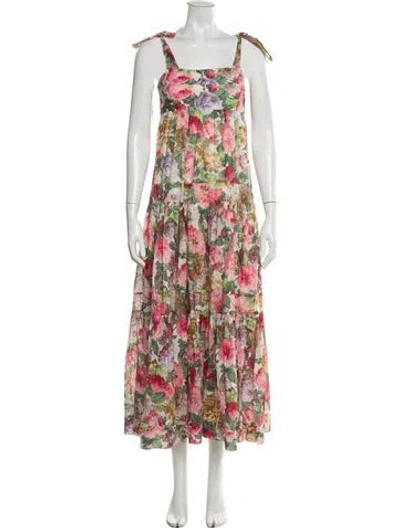 Pre-owned Zimmermann Floral Print Long Dress In Pink