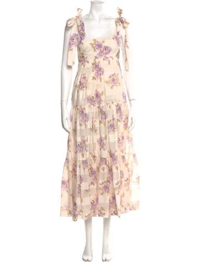 Pre-owned Zimmermann Floral Print Long Dress In Pink