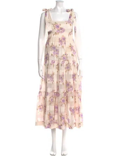 Pre-owned Zimmermann Floral Print Long Dress In Pink