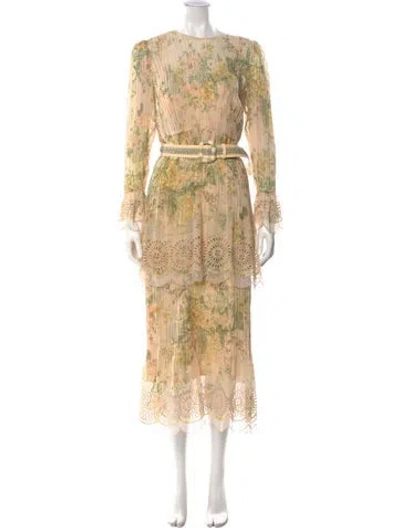 Pre-owned Zimmermann Floral Print Long Dress In Pink
