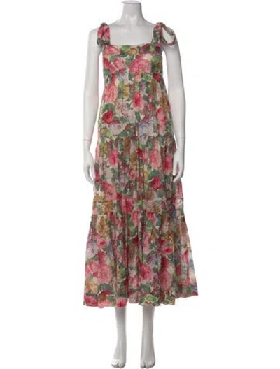 Pre-owned Zimmermann Floral Print Long Dress In Pink