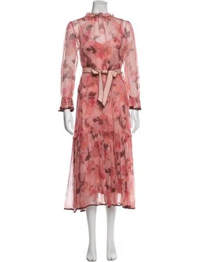 Pre-owned Zimmermann Floral Print Long Dress In Pink
