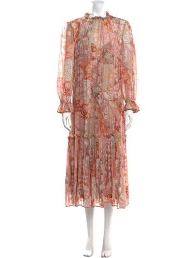 Pre-owned Zimmermann Floral Print Long Dress In Pink