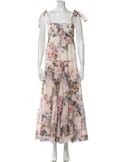 Pre-owned Zimmermann Floral Print Long Dress In Pink