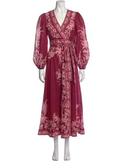 Pre-owned Zimmermann Floral Print Long Dress In Pink