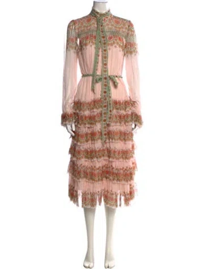 Pre-owned Zimmermann Floral Print Long Dress In Pink