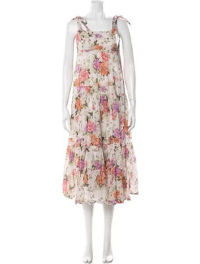 Pre-owned Zimmermann Floral Print Long Dress In Pink