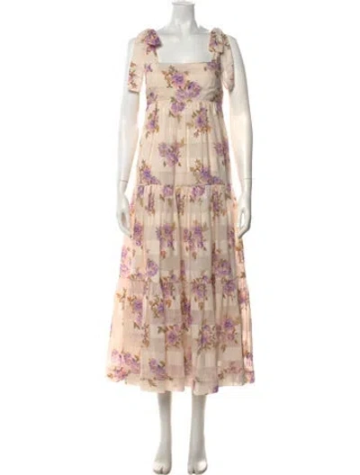 Pre-owned Zimmermann Floral Print Long Dress In Pink