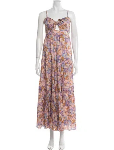 Pre-owned Zimmermann Floral Print Long Dress In Pink